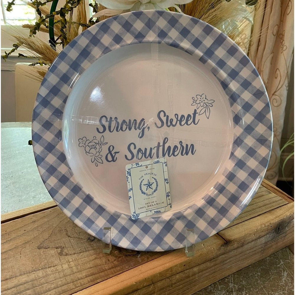THE PRAIRIE BLUE GINGHAM MELAMINE PLATES
SET OF 4